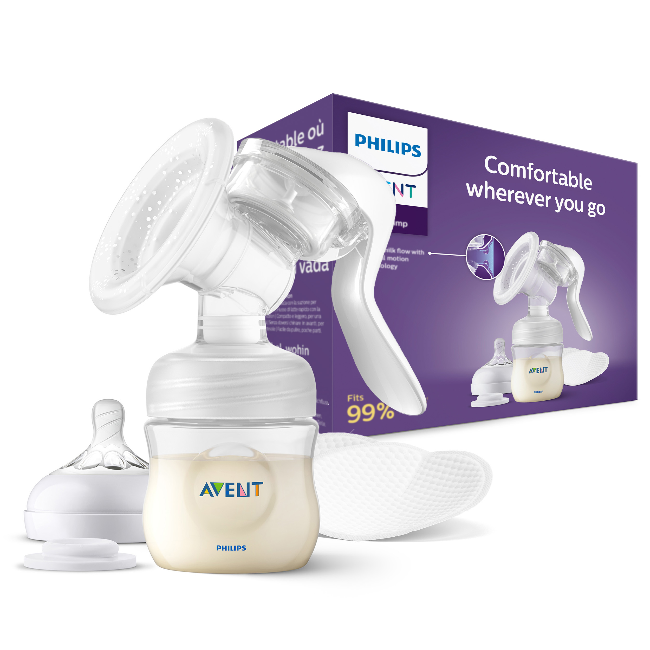 Philips AVENT / Молокоотсос ручной Natural Motion с бутылочкой для кормления, SCF430/10  - фото 3